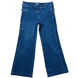 Ann Taylor Womens Jeans sz 6 Dark Wash Capris Ankle Flare Leg x27 Cotton Stretch